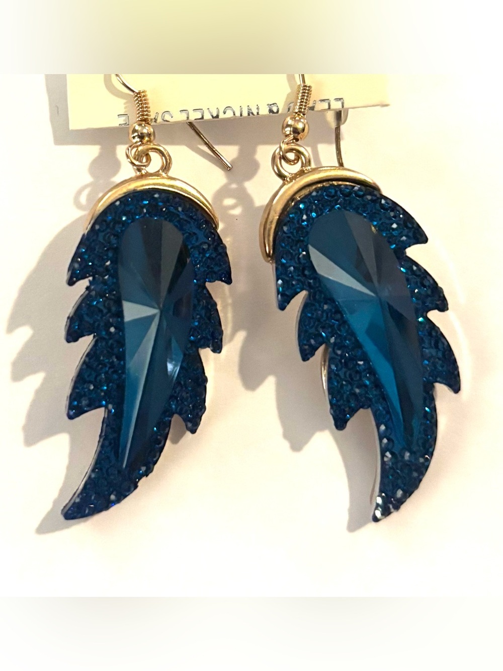 Fashion Jewelry Blue Leaf Crystal Drop Earrings